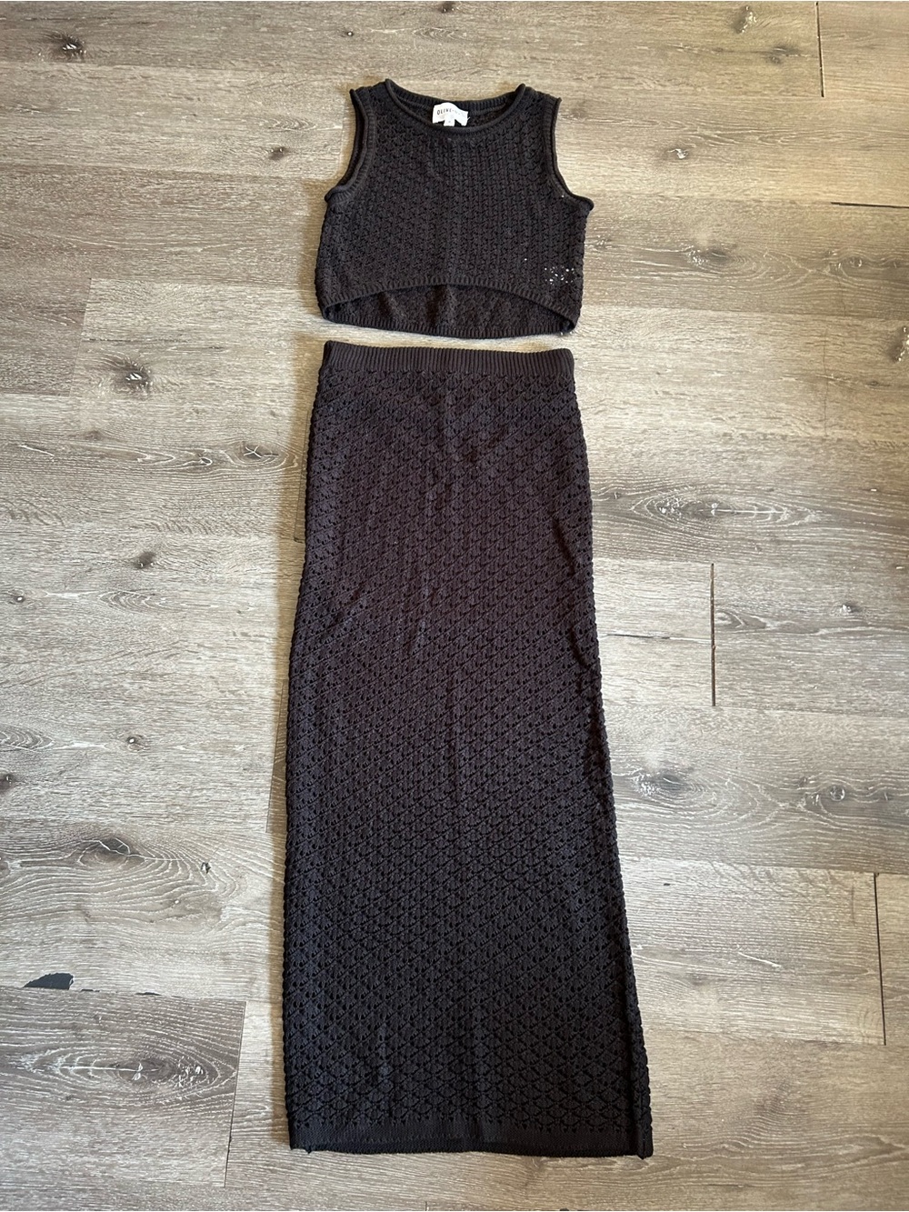 XS Olivia + Oak Black Knit Crop Top with Matching Maci Skirt